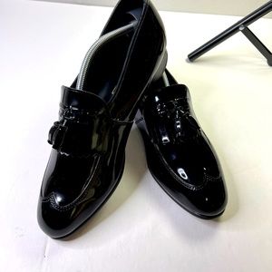 Barclay Men 11.5 M Black Patent Faux Leather Kilte Tassel Formal Shoes Prom
